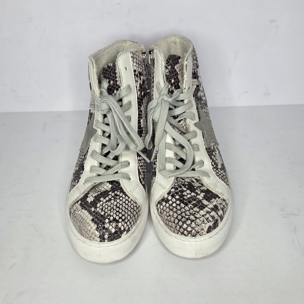 Steve Madden Jaren Snakeskin Star Lace High-Top Sneakers Women's Size 8.5 - Picture 2 of 11